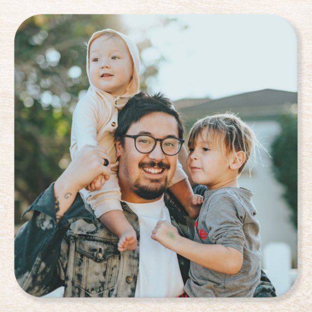 Custom Family Photo Personalized  Square Paper Coaster (Front)