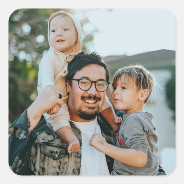 Custom Family Photo Personalized  Square Sticker (Front)