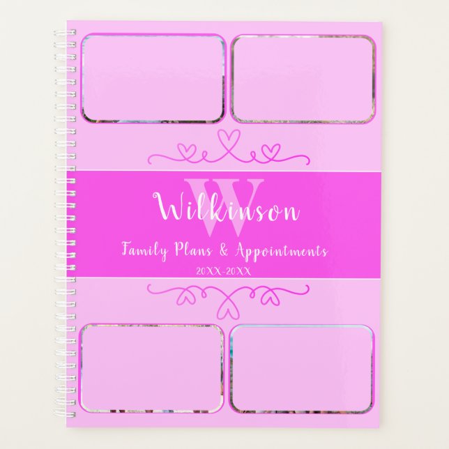 Custom Family Photo Pink Design Appointment Planner (Front)