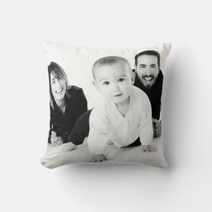 Custom Family Photo/Purple Floral Bouquet Throw Pillow