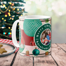 Custom Family Photo Red Green Plaid Holiday