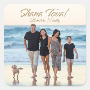 Custom Family Photo Shana Tova Rosh Hashanah Square Sticker