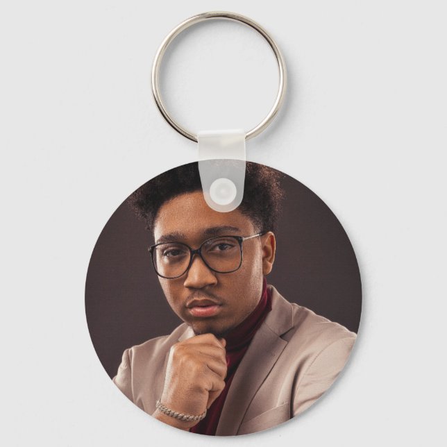 Custom family photo simple minimalist  keychain (Front)