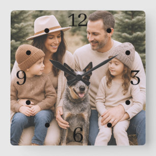Custom Family Photo Square Wall Clock