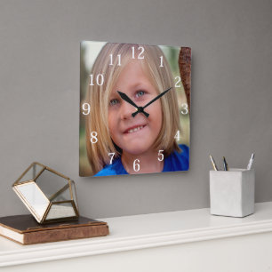 Custom Family Photo  Square Wall Clock