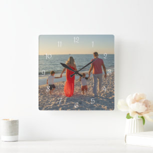 Custom Family Photo Square Wall Clock
