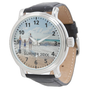 Custom family photo summer vacation text watch