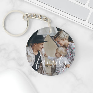 Custom family photo with custom name keychain