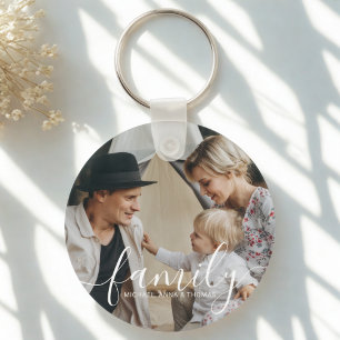 Custom family photo with custom name keychain