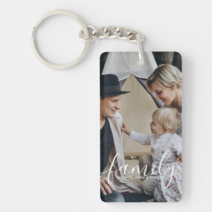 Custom family photo with custom name keychain