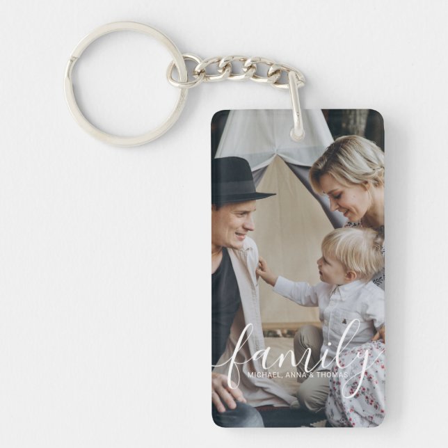 Custom family photo with custom name keychain (Front)