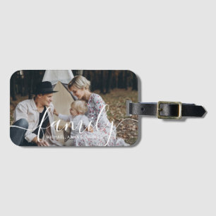 Custom family photo with custom name luggage tag