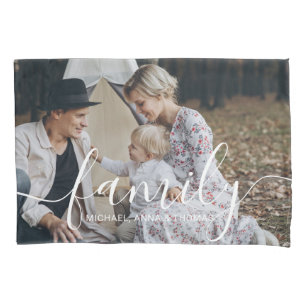 Custom family photo with custom name pillowcase