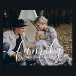 Custom family photo with custom name poster<br><div class="desc">Create your own personalized photo gift by add your beloved family photo to make your design unique. Decorate with title "family" in modern script font style and name in modern sans serif font style. Perfect as gift for newlyweds, holiday gift for family, family reunion favours and gift for any special...</div>