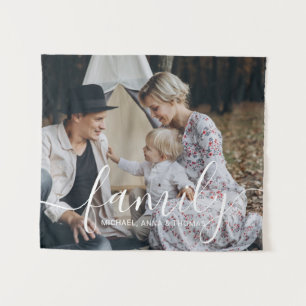 Custom family photo with custom name tapestry