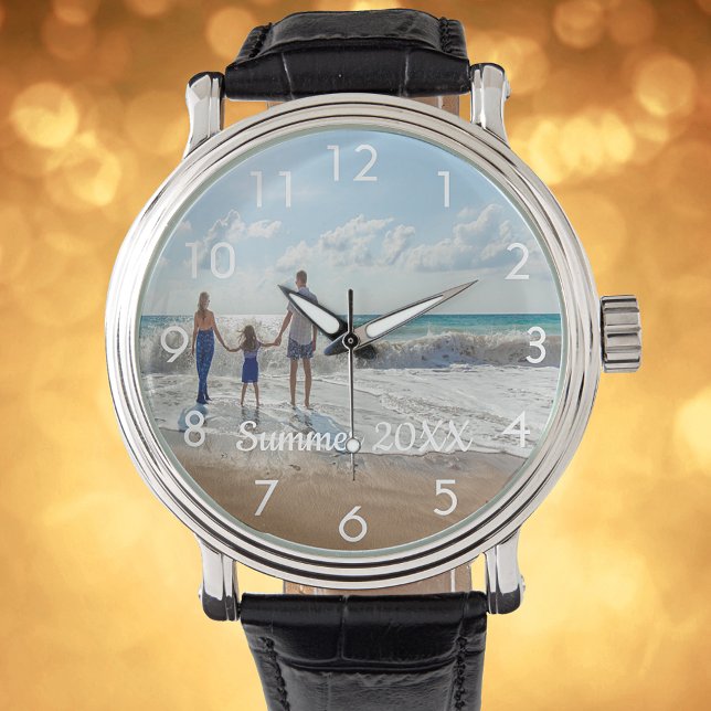 Custom family photo with text watch white (Creator Uploaded)