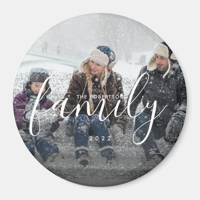 Custom Family Photography Black Abstract Overlay Magnet (Front)