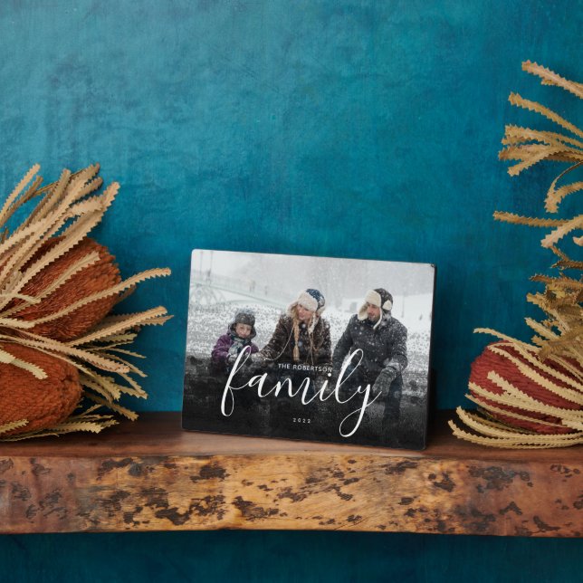 Custom Family Photography Black Abstract Overlay Plaque (Side)