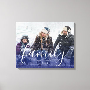 Custom Family Photography Blue Abstract Overlay Canvas Print
