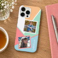 Custom Family Photos on Geometric Mosaic Pattern