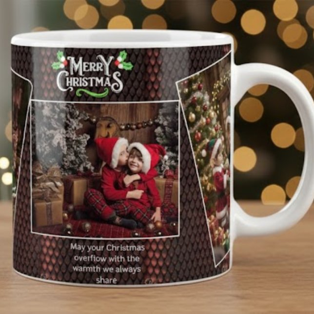 Custom Family Picture Gift with Merry Christmas  Large Coffee Mug (Creator Uploaded)