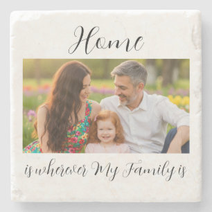Custom Family Portrait Personalized Message Stone Coaster