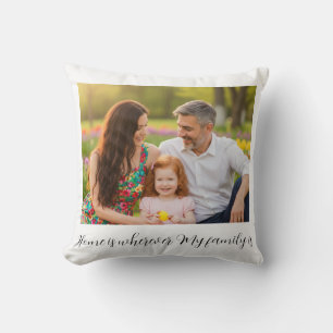Custom Family Portrait Personalized Message Throw Pillow