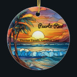 Custom Family Puerto Rico Trip Faux Stained Glass Ceramic Ornament<br><div class="desc">Cute personalizable tropical Trip souvenir.

Customization:
Change Caption and year to make it unique.</div>