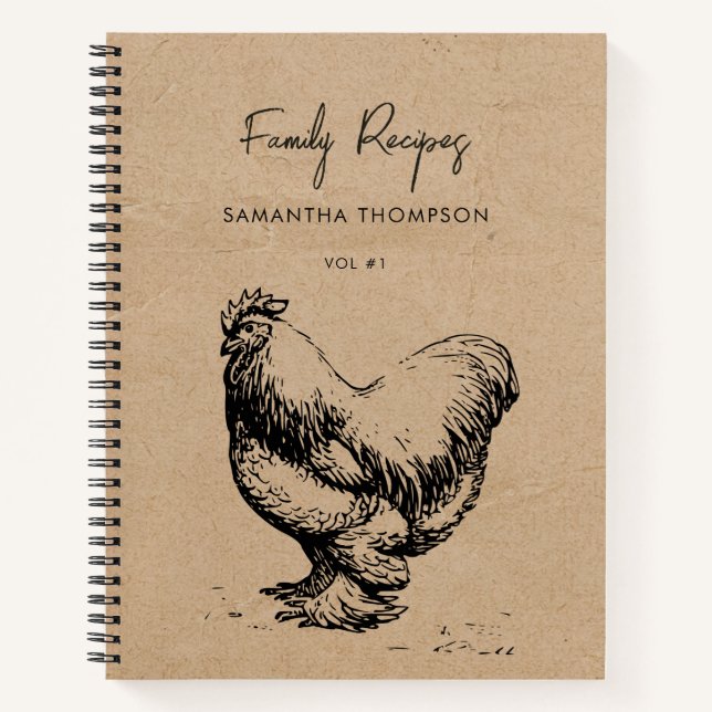 Custom Family Recipe Cookbook Kraft Brown Paper Notebook (Front)