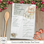 Custom Family Recipe Keepsake Rustic Baking Kitchen Towel<br><div class="desc">Bake up a batch of Grandma's favourite cookies using her recipe printed on this beautifully personalized keepsake heirloom rustic tea towel. Always have her favourite recipe on hand to bake up a batch of Grandma's or Mom's cookies for family, friends, or gifts. You can edit the design for recipes from...</div>