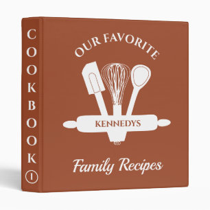 Custom Family Recipe Personalized Cookbook Brown  Binder