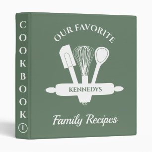 Custom Family Recipe Personalized Cookbook Green Binder