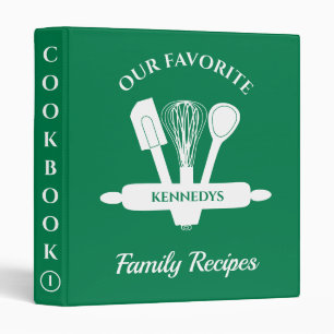Custom Family Recipe Personalized Cookbook Green Binder