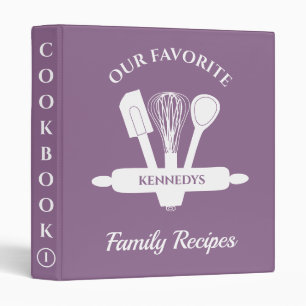 Custom Family Recipe Personalized Cookbook Purple Binder