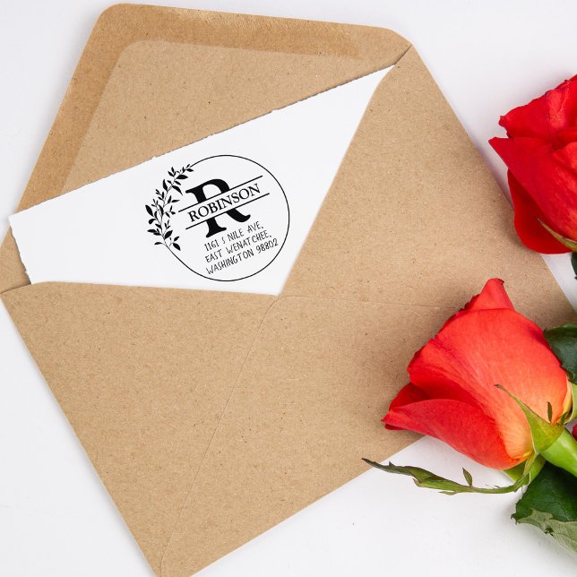 Custom Family Return Address with Monogram,  Rubber Stamp (Creator Uploaded)