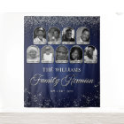 Custom Family Reunion Banner, 9 Photo Blue Silver