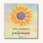 Custom Family Reunion  Binder<br><div class="desc">This Family Reunion Binder is decorated with a yellow sunflower on a watercolor background.
Easily customizable. 
Use the Customize Further option to change the text size,  style,  or colour.
Because we create our artwork you won't find this exact image from other designers. 
Original Watercolor © Michele Davies.</div>