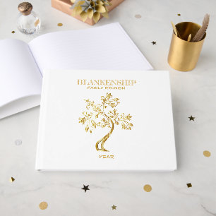 Custom Family Reunion Black Gold Tree Art  Guest Book