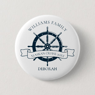 Custom Family Reunion Cruise Ship Wheel Name Tag 2 Inch Round Button