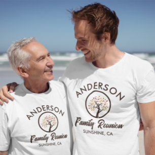 Custom Family Reunion Family Tree Colored Leaves   T-Shirt