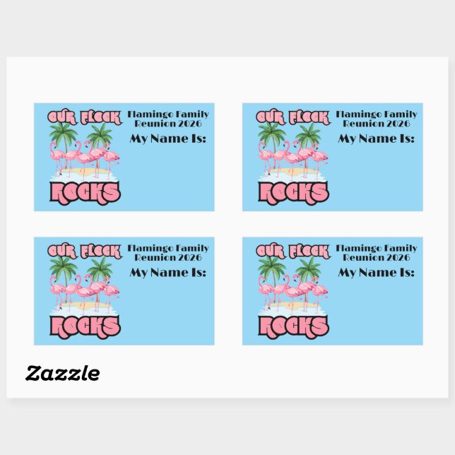 Custom Family Reunion Flamingos Our Flock Rocks  Sticker (Sheet)