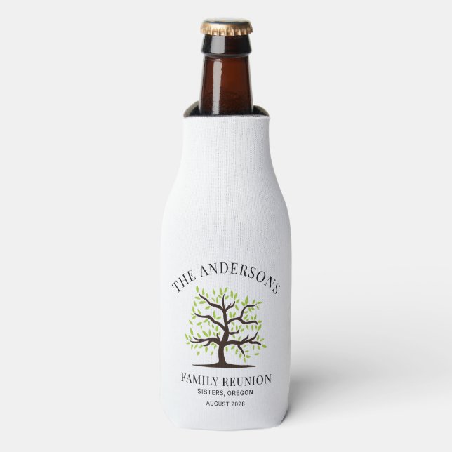 Custom Family Reunion Genealogy Tree Custom Bottle Cooler (Bottle Front)
