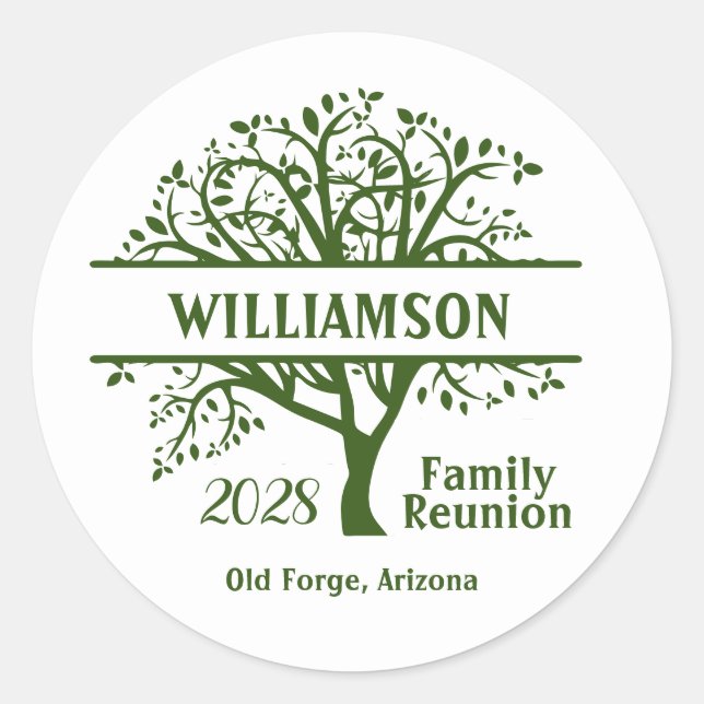 Custom Family Reunion Genealogy Tree Matching  Classic Round Sticker (Front)