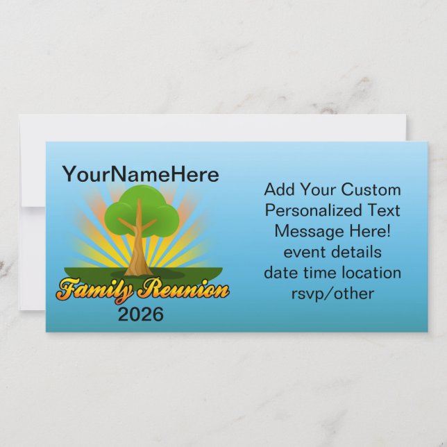 Custom Family Reunion, Green Tree with Sun Rays (Front)