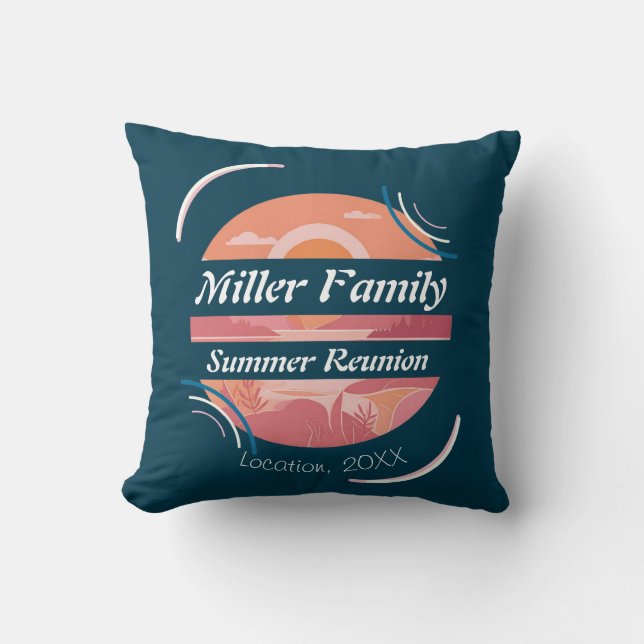 Custom Family Reunion Lake Throw Pillow (Front)