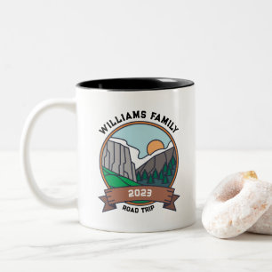 Custom Family Reunion Road Trip Mountain Two-Tone Coffee Mug