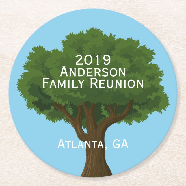 Custom Family Reunion Round Paper Coaster (Front)