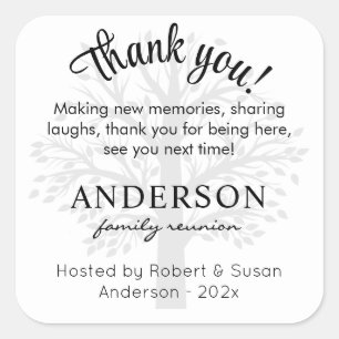 Custom Family Reunion Thank You Favor Bag 3-in  Square Sticker