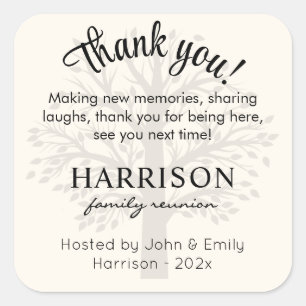 Custom Family Reunion Thank You Favour Bag 3-in Square Sticker