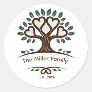 Custom Family Reunion Tree T-Shirt Classic Round Sticker